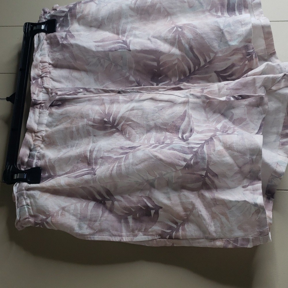 Cloth & Stone Palm Print High Rise Drawstring Elstatic Waist Linen Shorts Large - Picture 4 of 7
